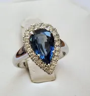 Gold Sapphire Diamond Ring 18Kt