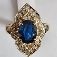 Gold Diamond Sapphire Ring 14Kt